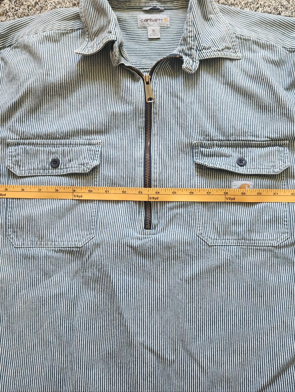 Carhartt Men's Narrow Black & White Striped Work Shirt Jacket - Picture 7 of 7
